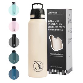 UZSPACE Stainless Steel Water Bottle 1 L (970 ml), Insulated Double-Walled Sports Bottle with Flip Lid, One-Hand Opening, Leak-Proof, Water Bottle for Hiking, Sports, Fitness, Gym, Outdoor, Workout,