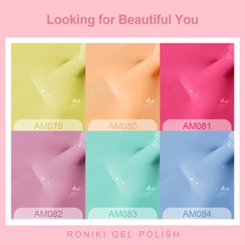 RONIKI Pastel Gel Nail Polish Set, 6 Colors Spring Summer Popular Macaron Green Purple Yellow Blue Orange Gel Polish Kit Nail Art Gifts for Women