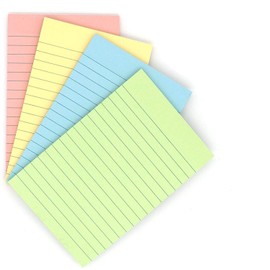 Emraw Sticky Notes Stick It Stickies, Lined Medium 4" x 6" Rectangular Pastel Watercolor Removable Self Stick On Note Memo Pad for Office, Home, School - Pack of 4 Pads