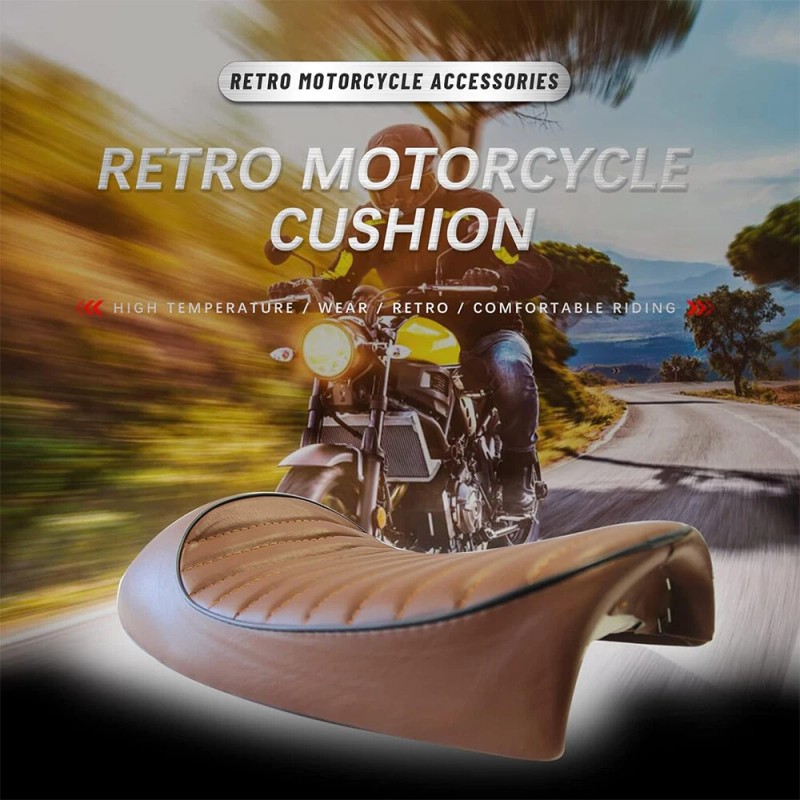Dreamizer Motorcycle Retro Brown Cafe Racer Seat Hump Saddle For
