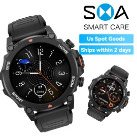 SMA Multi-Language Smart Watch AI Voice Control Fitness Tracker SpO2 Sleep Monitor US Stockcolor: Black+blck/green Silicone strap, model number: G6