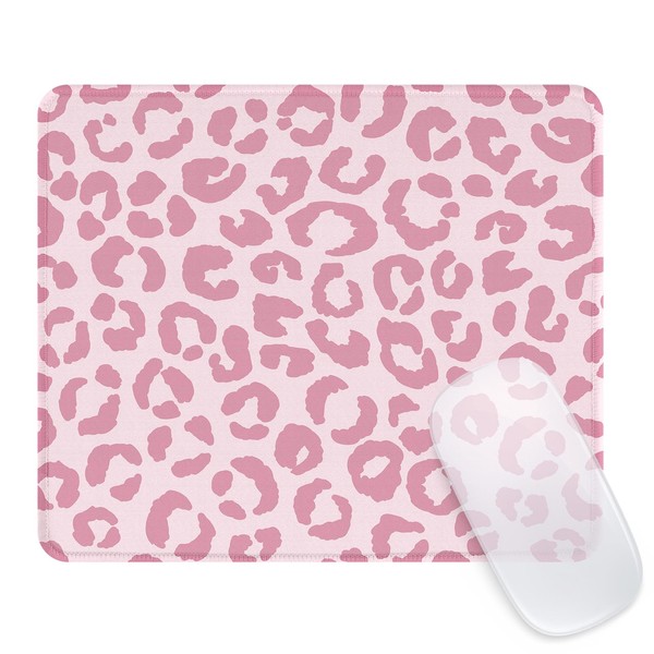 Seorsok Square Aesthetic Pink Leopard Mouse Mat Premium Textured Mouse
