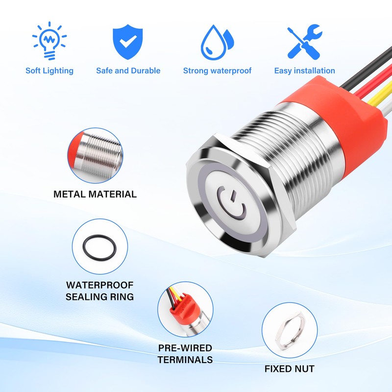 SinLoon 19 mm Touch Switch 0.74 Inch LED - Latching