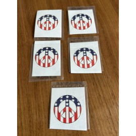 VSI America Vintage Peace Logo Red White Blue (Lot of 5) Temporary Family Tattoos