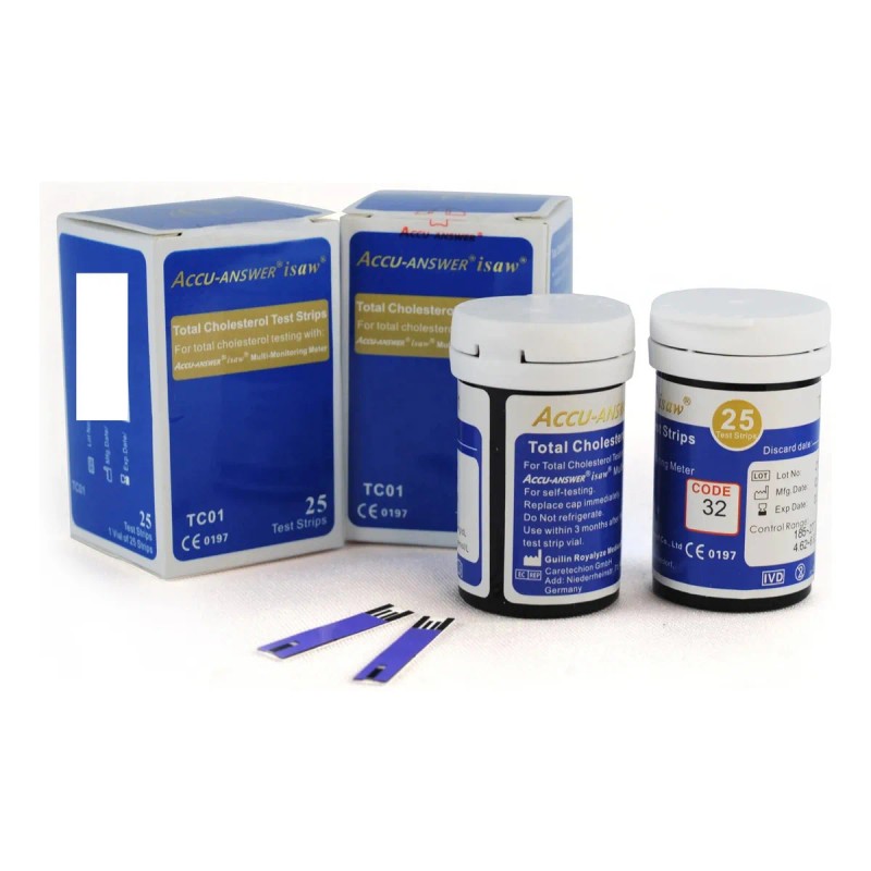 Tiras Reactivas Colesterol Accu Answer X 25 Unidades Color Azul