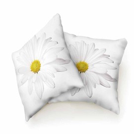Beabes Throw Pillow Covers Beautiful White Daisy Bloom Flower 18X18 Inch Set of 2 Super Soft Pillow Covers Decorative for Couch Bedroom Living