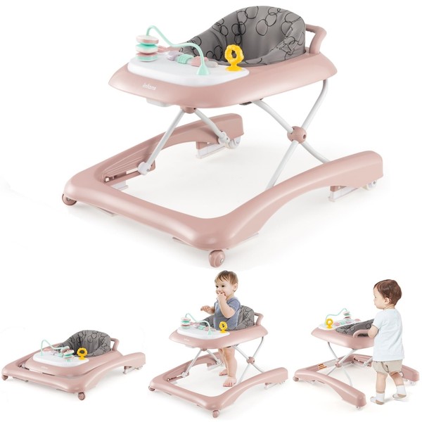 INFANS Foldable Baby Walker, 3 in 1 Toddler Leaning-Seated Walk-Behind