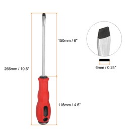 HARFINGTON Go-Thru Screwdriver SL6 x 150mm S2 Steel High Torque Magnetic Slotted Flat Screwdrivers with Striking Cap for Fastening, Chiseling and Loosening