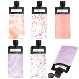 Travel Pouches for Toiletries, 6 PCS 90 ML Portable Travel Fluid Makeup Packing Bags, Travel Containers Set with Beautiful Printed Designs, Travel Toiletry Containers for Toiletries, Shampoo, Lotion