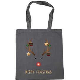 Hippowarehouse Funny reindeer christmas baubles Tote Shopping Gym Beach Bag 42cm x38cm, 10 litres