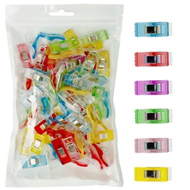 Westcott Mini Sewing Clips, Pack of 60 Colourful Plastic Sewing Clips with Metal Spring, Assorted Colours, 27 x 10 mm, E-11000 00, Yellow, Green, Blue, Pink, Pink, Purple