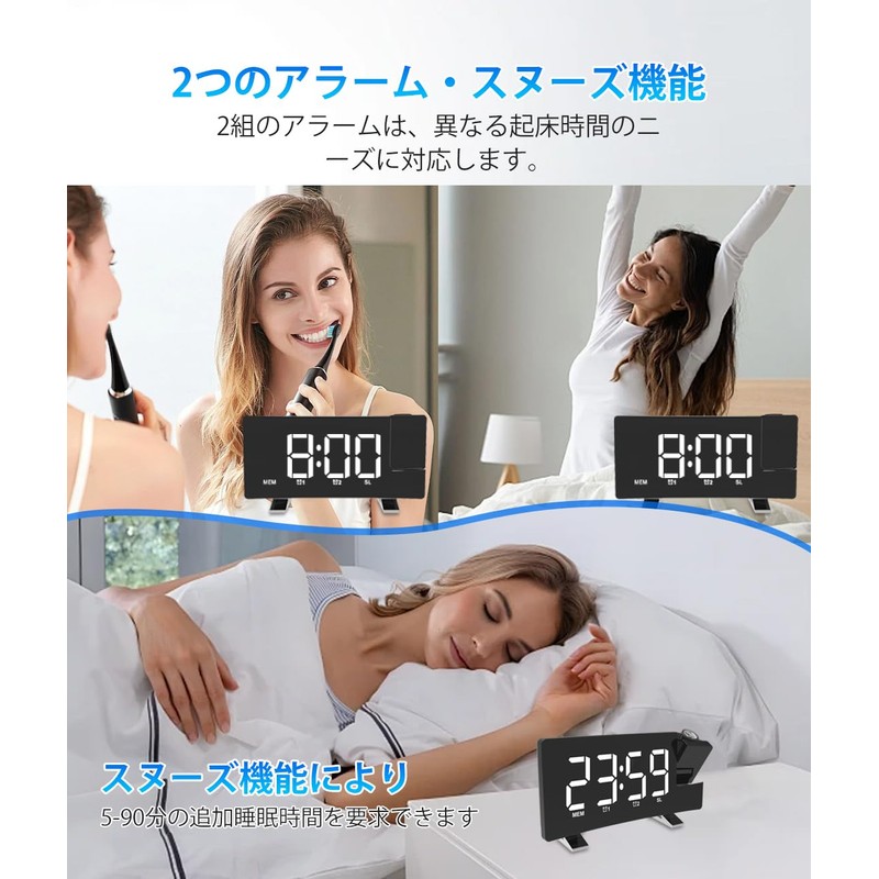 GHDVOP Alarm Clock, Table Clock, Projection Clock, Digital Clock, 180