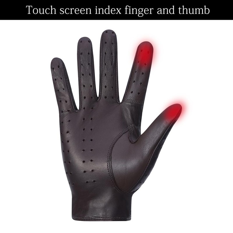 Meetoget Men's Leather Driving Gloves Unlined Goatskin Auto Driving Gloves