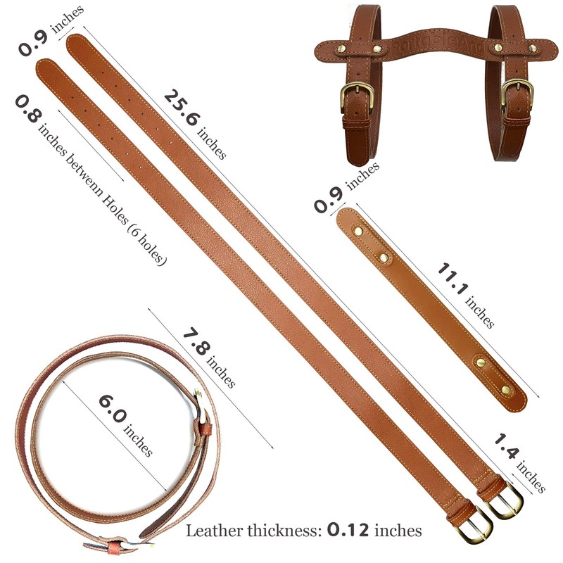 PortableAnd Genuine Leather Carry Strap for Motorcycle & Picnic Bedroll