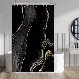 Baocicco Black and Gold Marble Shower Curtain Modern Luxury Abstract Shower Curtains Decorative for Bathroom Bathtubs Polyester Waterproof Fabric Shower Curtain with Hooks 48x72 Inches