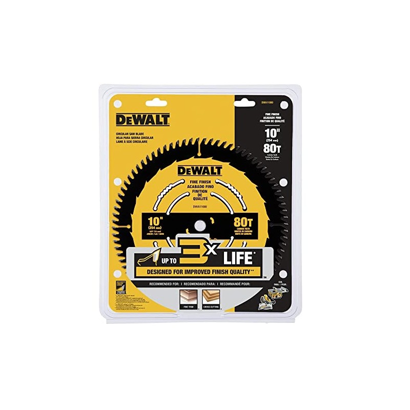 DEWALT Table Saw Blade, 10 inch, 80 Tooth, Fine Finish,