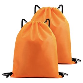 Senshuomy Drawstring Bags Swimming Sports Back Pack Drawstring Gym Bag for Mens & Womens - Ideal for School Travel, Picnic, Holidays, Shopping, Yoga （2pcs (Orange)