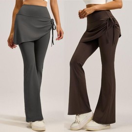 Women's Shirring Hip Cover Bootcut Yoga & Pilates Pants (1pc) Pants Black/L