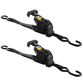 DAJAVE 2 Pack 1 Inch Retractable Ratchet Straps Heavy Duty 10FT Self Retracting Tie Down Straps with S Hook, 1500 LBS Break Strength, Auto Retract Ratchet Straps for Motorcycle, ATV, Cargo,Truck