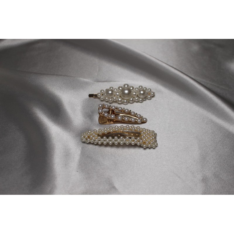 Seleny Gold & Pearl Barette Set (3 Pieces)