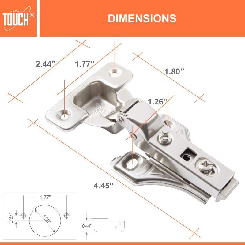 TOUCH FACE FRAME 3/8" Overlay Cabinet Door Hinge Concealed Euro
