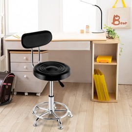 CeRaBuRET Black Stool Salon Chair with 360-degree Swivel Seat Heavy Duty Hydraulic Height Adjustable High Barber Cutting Stools with Backrest, Suitable for Families, Offices