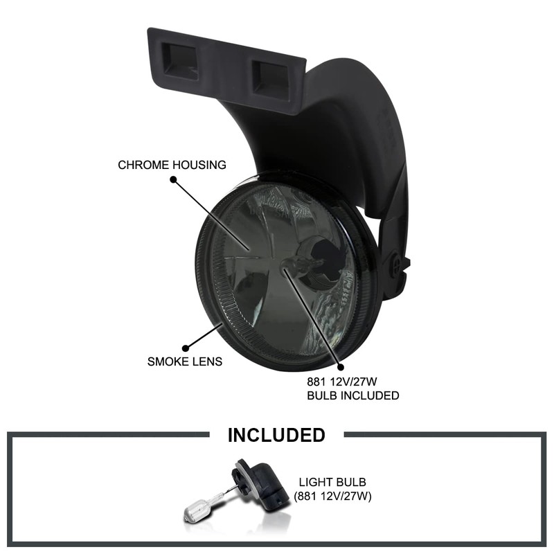 Spec-D Tuning Smoke Lens Fog Lights + 881 Bulbs Included