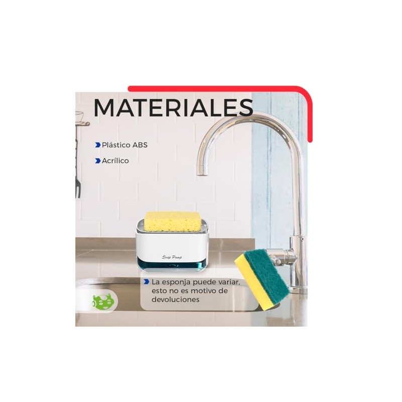 SC ACCESORIOS Dispensador De Jabón para Platos 2 En 1