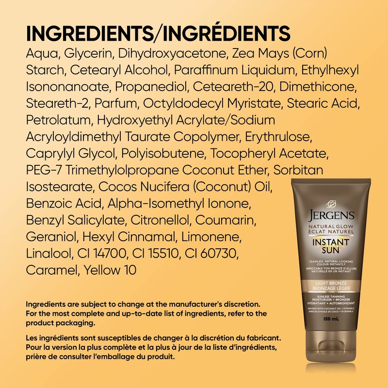 Jergens Natural Glow Instant Sun Sunless Tanning Moisturizer + Bronzer,