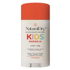 Kids Piel Sensible - Desodorante SIN Bicarbonato de Sodio - Natural para niños - No obstruye los poros - Elimina el mal olor - SIN ALUMINIO - Sin parabenos - Aroma Naranja - en barra (1 unidad)