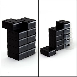 Patrol Group SZU10 Xczap G001 Set of 10 Modular Storage Drawers, 5 Colours, Black, 11 x 7.5 x 4.5 cm