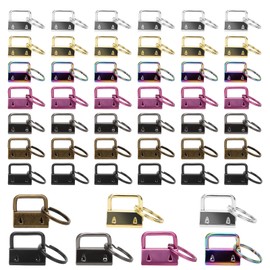Key Fob Hardware Set 1 Inch Key Fob Hardware Kit 42Pcs 7 Color Wristlet Keychain Hardware with Key Ring for Wristlet Keychain, Key Lanyard and Key Chain Making Hardware Supplies