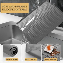 SCYFREID Washer and Dryer Top Protector Mat, 2 PCS, 25.6“ x 23.6" Silicone dust pad, Non-slip,Heat-Resistant, Leak-Proof Top Protector for Laundry Room Essentials,(Gray,2 PCS)