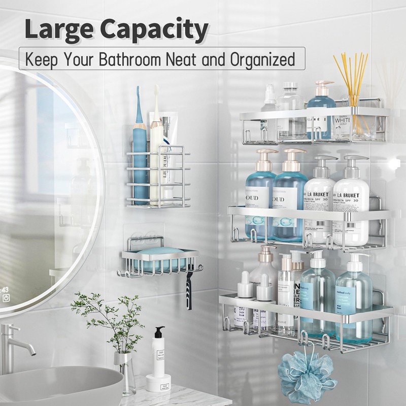 Liuoud 5 Pack Shower Caddy Organizer Rack Shelf for Inside