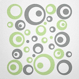 WANDfee® Wall Tattoo, Circles, Dots, 50 Stickers, Colour Choice For Children's Bedroom, Living Room, Hallway, Bathroom, Kitchen, Tile Stickers, grey