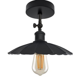 DC Voltage Vintage Style Semi Flush Mount 180 Degree Adjustable E27 Base with Bulb Socket Vintage Style Unique Cone Shape Ceiling Mount Lighting