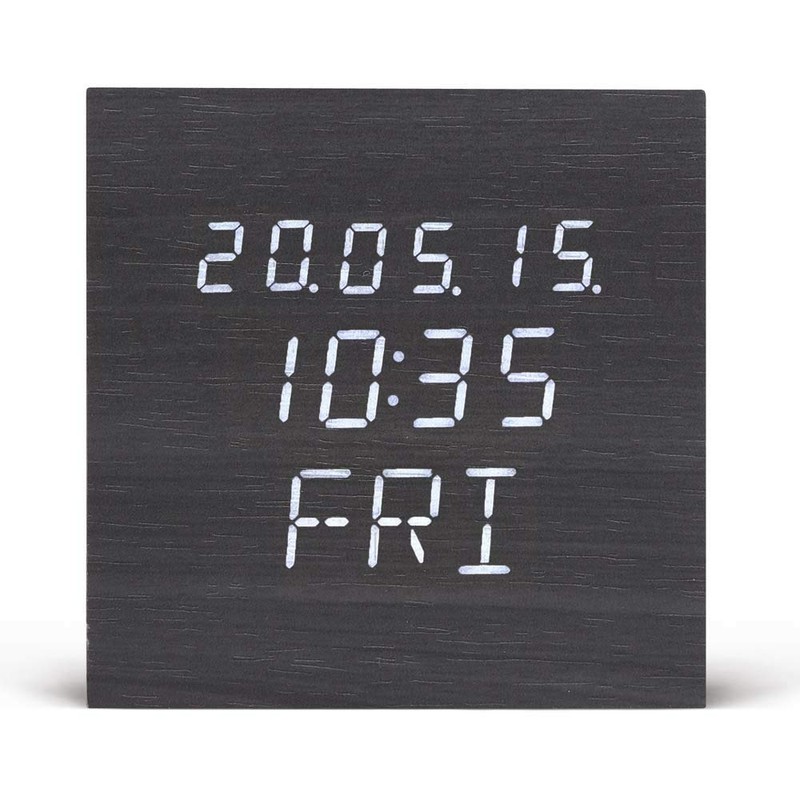 Iris Ohyama ICW-02W-B Alarm Clock, Digital, Brightness Adjustment, Temperature and