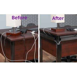 J Channel Desk Cable Organizer by SimpleCord ? 10 Black Raceway Channels - Cord Cover Management Kit for Desks, Offices, and Kitchens