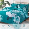 DJY Teal Queen Comforter Set, 7 Piece Floral Comforter Set