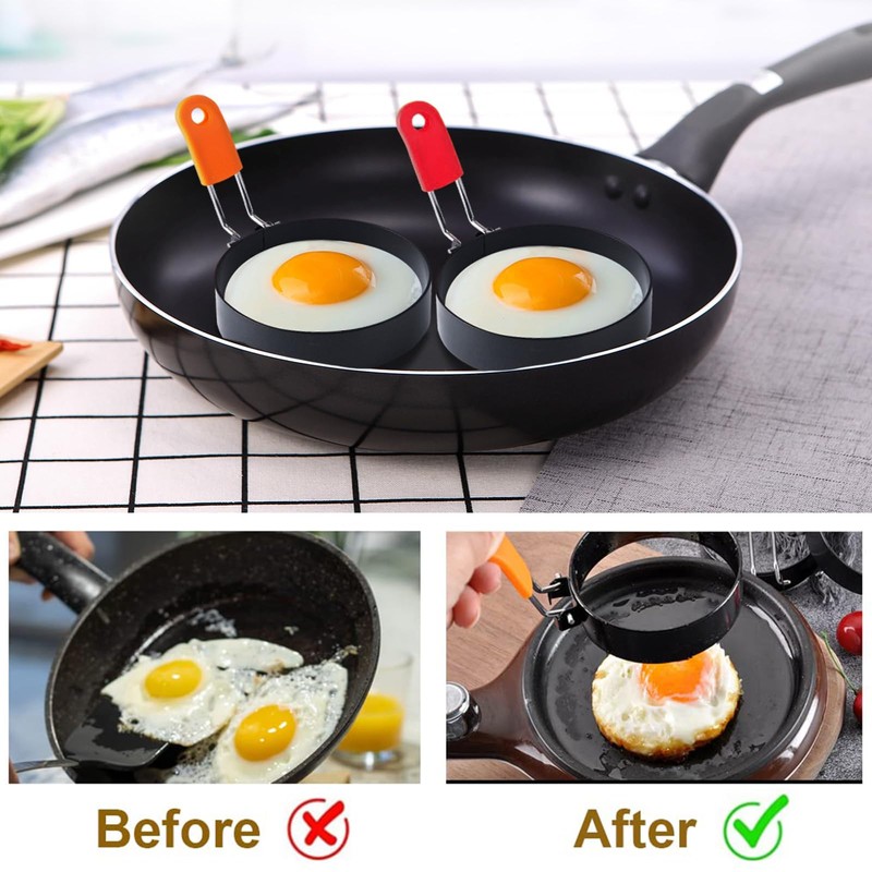 Egg Rings for Frying - 2 Pack Non Stick Egg