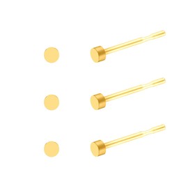 BEADNOVA Stud Earrings Tiny Flat Circle Post Earrings Gold Piercing Earrings Dot Earrings for Women Men (2mm, 3 Pairs)