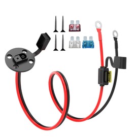 ELFCULB 12AWG SAE Power Socket Sidewall Port to O Ring,SAE Connector Extension Cable with 10A 15A 20A 25A Fuse,Compatible for Solar Generator Battery Charger (2FT)