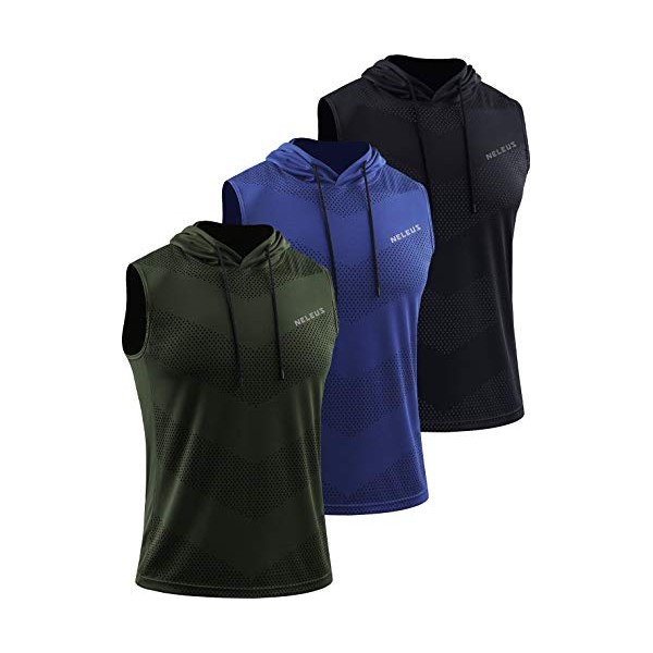 NELEUS Men's Workout Tank Tops Sleeveless Running Shirts with Hoodie,5098,3