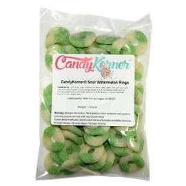 Watermelon Rings - Sour Watermelon Gummy Rings - Sour GummiRoos Gummi Rings Watermelon 1 Pound (16 Ounce) By CandyKorner
