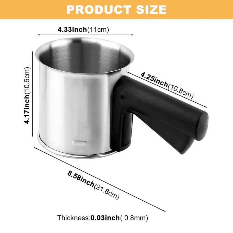 Kitchen Flour Sifter for Baking, 3 Cup Stainless Steel Flour