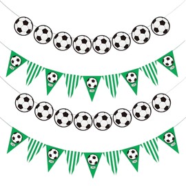 4 Stück Fussball Deko Geburtstag Kinder, Fussball Geburtstag Deko Wimpel für Fußball-Fans, Fussball Party Deko Wimpelkette, Fußball Themenparty