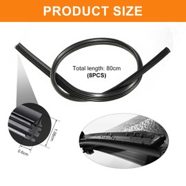 Pack of 8 Windscreen Wiper Rubber Replacement, Universal Wiper Rubber, Sold by the Metre, 800 mm, Compatible with All Windscreen Wipers, Dismountable, Adjustable, Boneless Windscreen Wipers for Car