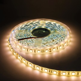 Tesfish 24 V LED Strip Light, Warm White 3000-3400 K, 5 m LED Strip Light 5050 IP65 Waterproof 300 LEDs LED Strip LED Strip LED Light Strip for Bedroom, Kitchen Decoration