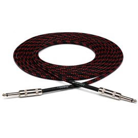 Hosa 3GT-18C5 Cloth Guitar Cable, Hosa Straight to Same, 18 Feet, Black/Red