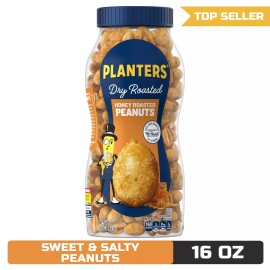 PLANTERS Honey Roasted Peanuts - Sweet & Salty, 16 oz Jar